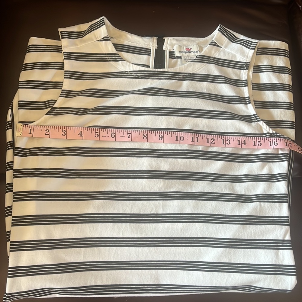 Vineyard Vines Women’s Black White Stripe Sleeveless Jersey Knit Shift Dress M - Picture 6 of 12